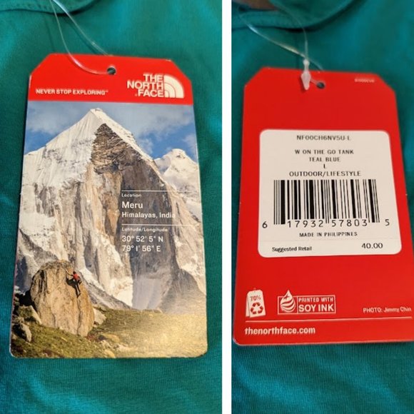 NWT • The North Face • On The Go Stretch Teal Athletic Tank Top • Size: Large - Picture 10 of 15